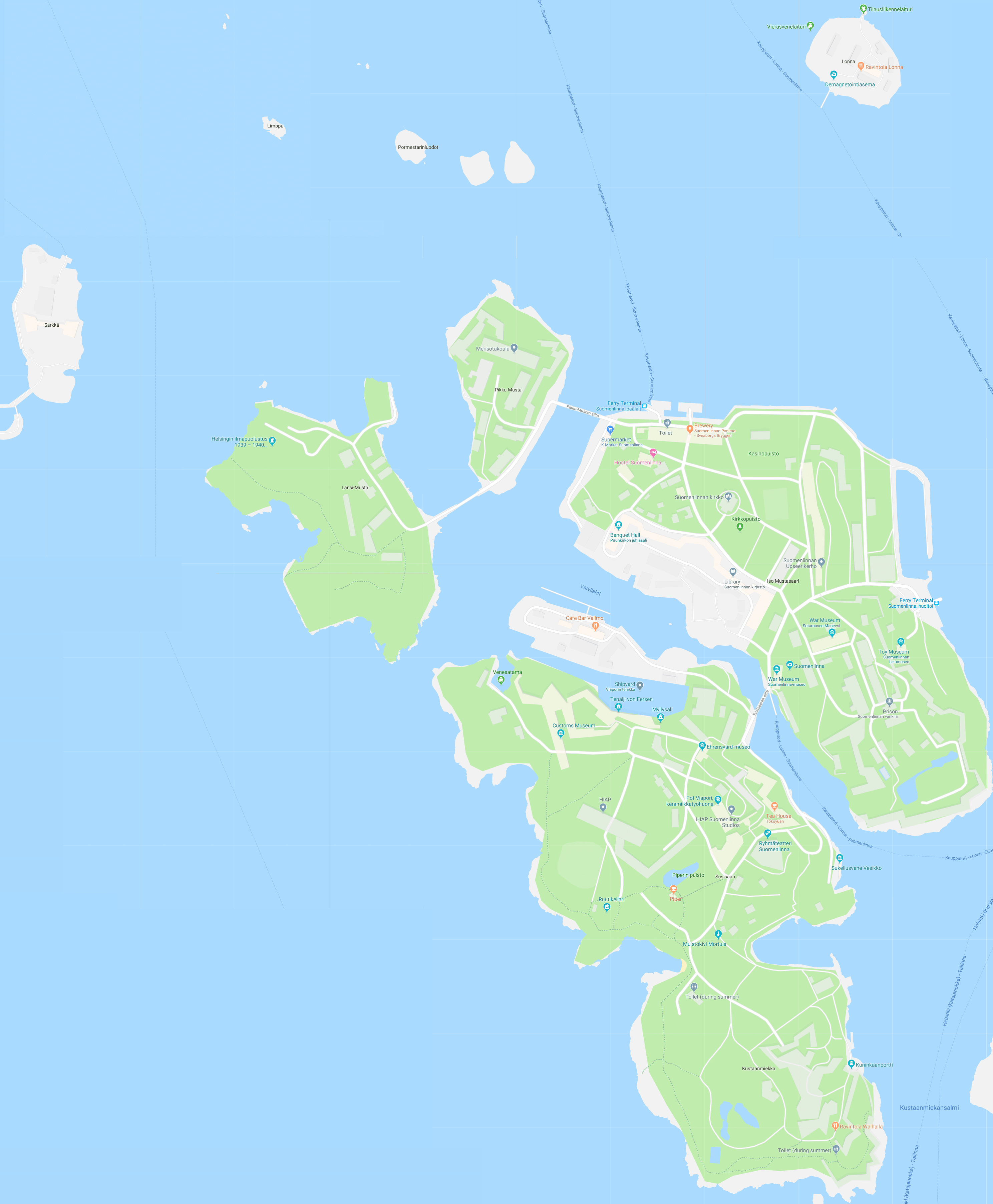Suomenlinnan vaiheet -kartta